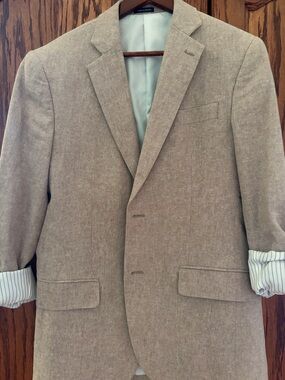Stafford Light Tan Linen-Blend Sport Coat Blazer
